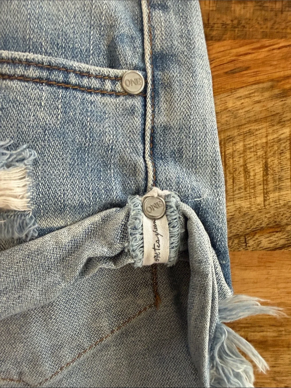 One Teaspoon Light Blue Bandits Distressed Cutoff Denim Shorts